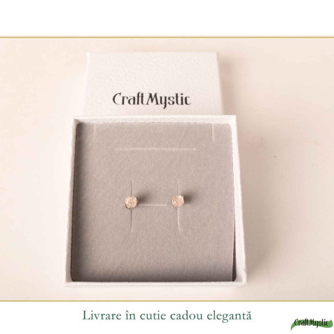 Cercei argint 925 cuart roz brut – iubire de sine si energie delicata [5]