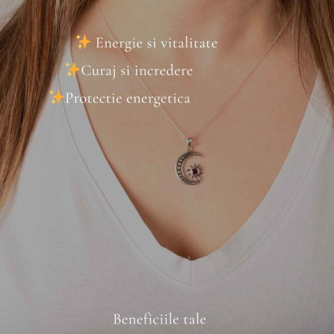 Colier Argint 925 cu Granat Soare si Luna – Energie si Echilibru Interior [2]