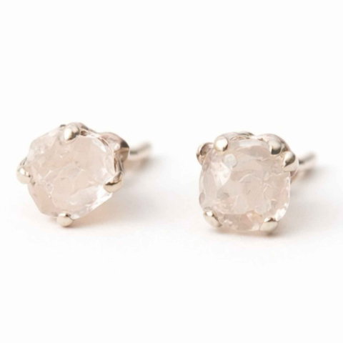 Bijuterii Semiprețioase - Cercei argint 925 cuart roz brut – iubire de sine si energie delicata