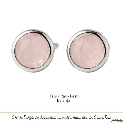 Cercei Argint 925 cu Cuart Roz Bobita – Iubire si Delicatețe Zilnica [4]