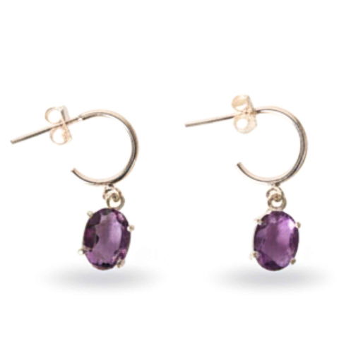 Bijuterii Semiprețioase - Cercei Argint 925 cu Ametist Fatetat Oval – Claritate si Eleganta Delicata