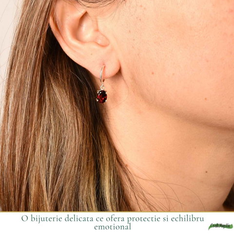 Cercei Argint 925 cu Granat Oval – Energie, Pasiune si Stabilitate [1]