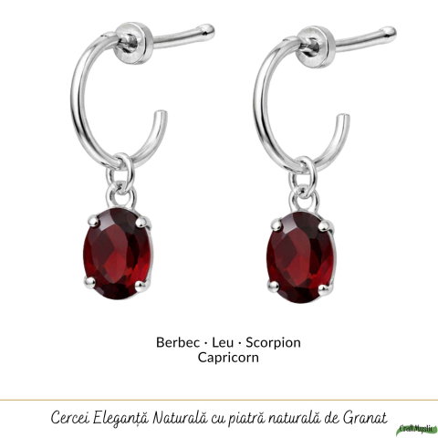 Cercei Argint 925 cu Granat Oval – Energie, Pasiune si Stabilitate [4]