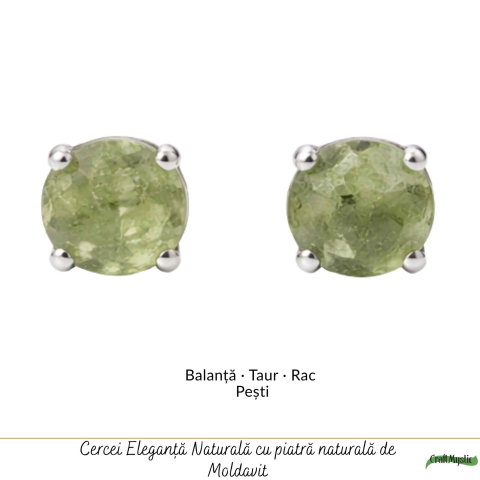 Cercei Argint 925 cu Moldavit Brut – Transformare si Energie Spirituala [4]