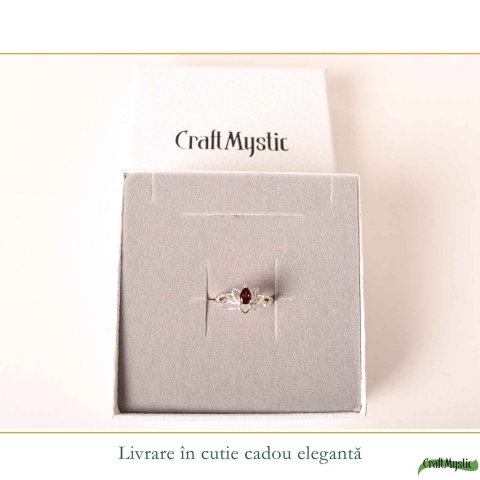 Inel Argint 925 cu Granat Lotus – Energie, Echilibru si Renastere [5]