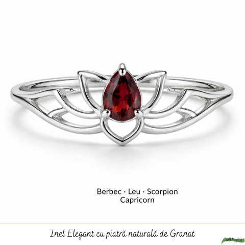 Inel Argint 925 cu Granat Lotus – Energie, Echilibru si Renastere [4]