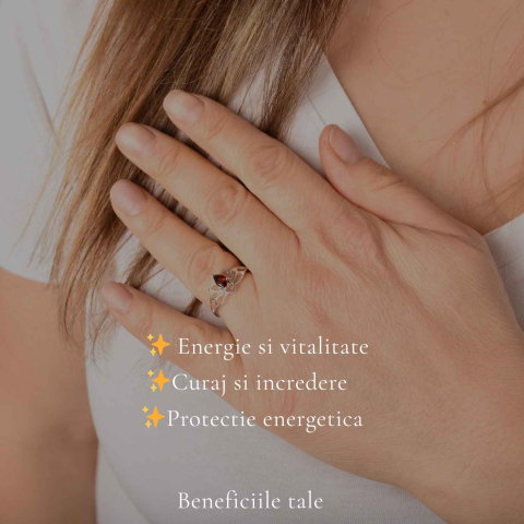 Inel Argint 925 cu Granat Lotus – Energie, Echilibru si Renastere [2]