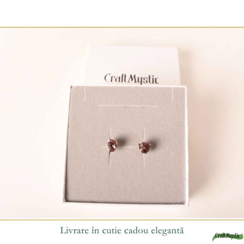 Cercei Argint 925 cu Granat Brut – Energie Puternica si Protectie [5]