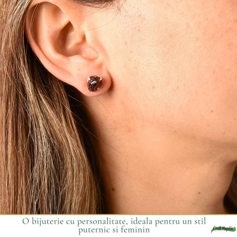 Cercei Argint 925 cu Granat Brut – Energie Puternica si Protectie [1]