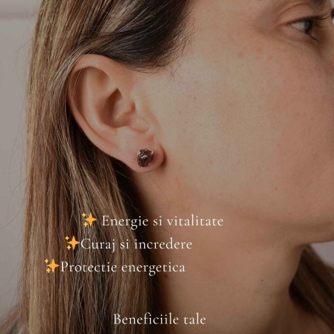 Cercei Argint 925 cu Granat Brut – Energie Puternica si Protectie [2]
