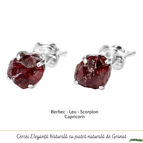 Cercei Argint 925 cu Granat Brut – Energie Puternica si Protectie [4]