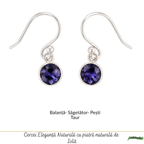 Cercei Argint 925 cu Iolit Fatetat Rotund – Claritate si Intuitie Feminina [4]