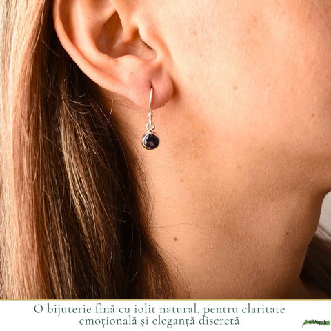 Cercei Argint 925 cu Iolit Fatetat Rotund – Claritate si Intuitie Feminina [1]