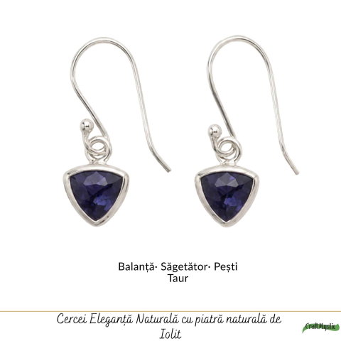 Cercei Argint 925 cu Iolit Fatetat Triunghi – Intuitie si Claritate Interioara [4]