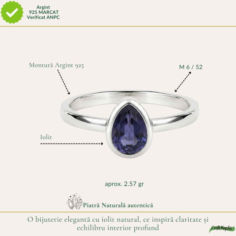 Inel Argint 925 cu Iolit Fatetat Lacrima – Intuitie si Echilibru Interior [3]