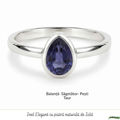 Inel Argint 925 cu Iolit Fatetat Lacrima – Intuitie si Echilibru Interior [4]