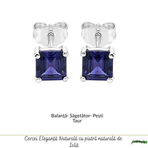 Cercei Argint 925 cu Iolit Fatetat Patrat – Eleganta si Claritate Interioara [4]
