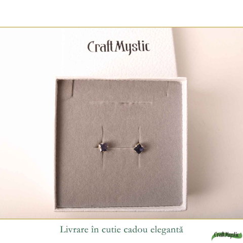 Cercei Argint 925 cu Iolit Fatetat Patrat – Eleganta si Claritate Interioara [5]