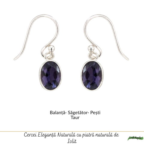 Cercei Argint 925 cu Iolit Fatetat Oval – Claritate si Echilibru Interior [4]