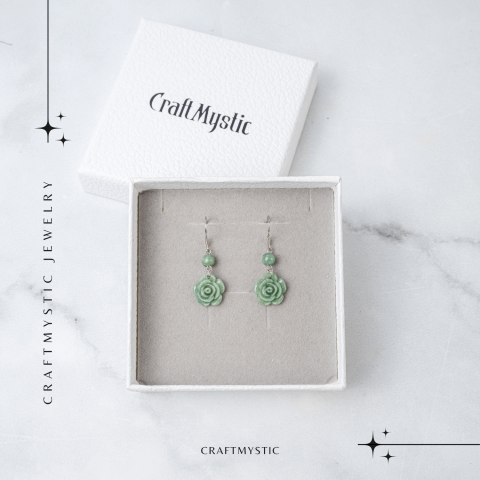 Cercei Argint 925 cu Jad Natural Rus Ural – Model Trandafir pentru Echilibru si Prosperitate [6]