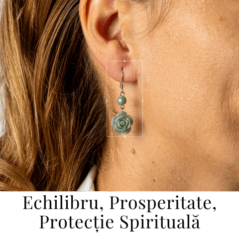 Cercei Argint 925 cu Jad Natural Rus Ural – Model Trandafir pentru Echilibru si Prosperitate [1]