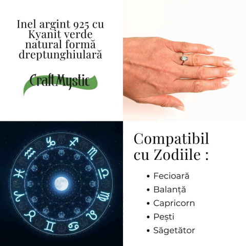 Inel argint 925 cu Kyanit verde natural forma dreptunghiulara – piatra claritatii mentale si a echilibrului interior [4]