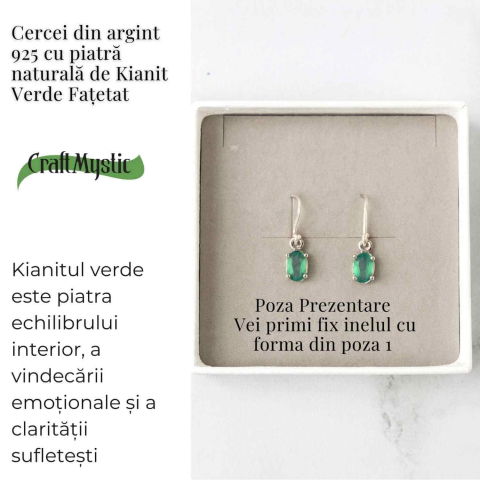 Cercei Argint 925 cu Kianit Verde fatetat Dreptunghiular – Claritate si Echilibru Interior [2]