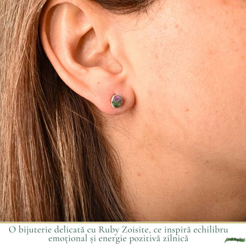 Cercei Argint 925 cu Ruby Zoisite Natural Oval – Energie si Echilibru Feminin [1]