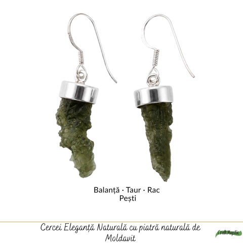 Cercei Argint 925 cu Moldavit Brut – Energie, Echilibru si Transformare [4]