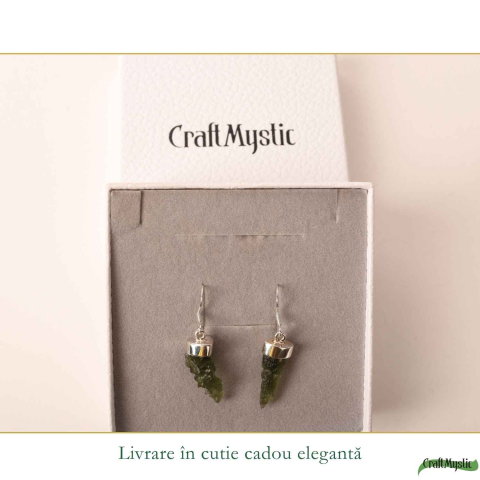 Cercei Argint 925 cu Moldavit Brut – Energie, Echilibru si Transformare [5]