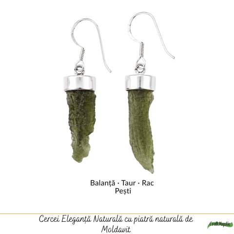 Cercei Argint 925 cu Moldavit Brut – Energie si Echilibru Interior [4]