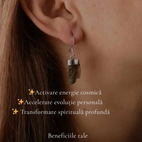 Cercei Argint 925 cu Moldavit Brut – Echilibru si Energie Naturaa [2]