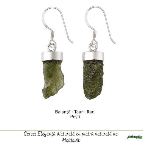 Cercei Argint 925 cu Moldavit Brut – Energie, Echilibru si Transformare [4]