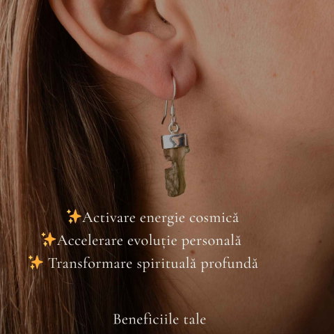 Cercei Argint 925 cu Moldavit Brut – Energie si Transformare Autentica [2]