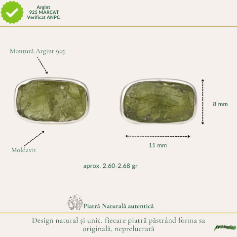 Cercei Argint 925 cu Moldavit Dreptunghiular – Claritate si Transformare [3]