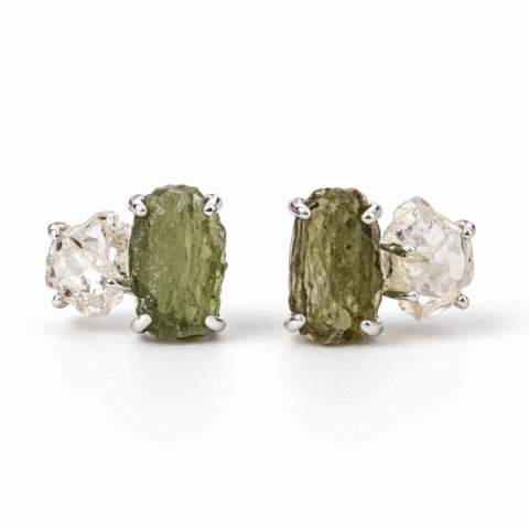 Bijuterii Semiprețioase - Cercei Argint 925 cu Moldavit si Pakimer Brut – Claritate si Transformare