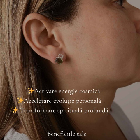 Cercei Argint 925 cu Moldavit si Pakimer Brut – Claritate si Transformare [2]