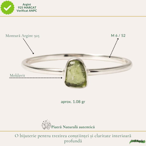 Inel Argint 925 cu Moldavit Brut Neregulat – Transformare si Claritate [3]