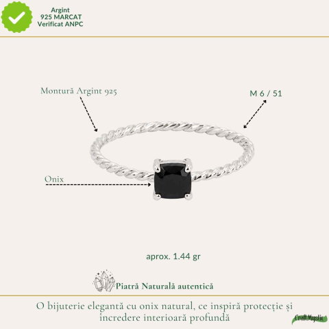 Inel Argint 925 cu Onix Patrat – Protectie si Stabilitate Interioara [3]