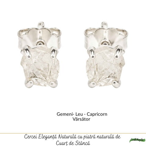 Cercei Argint 925 cu Cuart de Stanca Brut – Claritate si Energie Pozitiva [4]