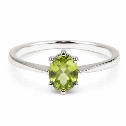 Bijuterii Semiprețioase - Inel Argint 925 cu Peridot Fatetat Oval – Echilibru si Energie Pozitiva