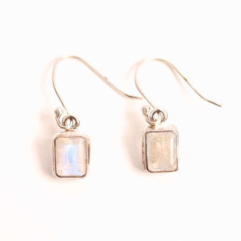 Bijuterii Semiprețioase - Cercei argint 925 cu Piatra lunii Curcubeu Fatetat