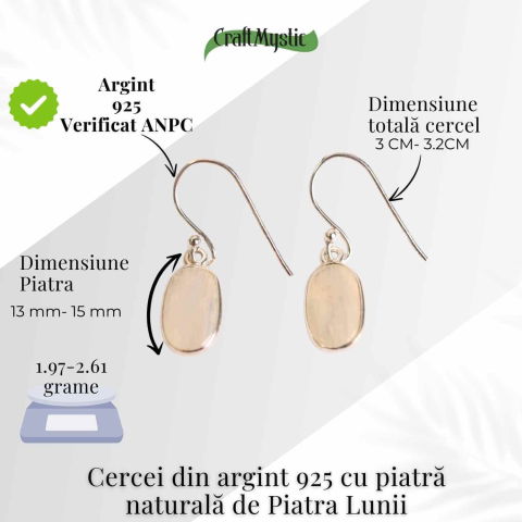 Cercei Argint 925 cu Piatra Lunii Ovala – Echilibru si Feminitate [3]