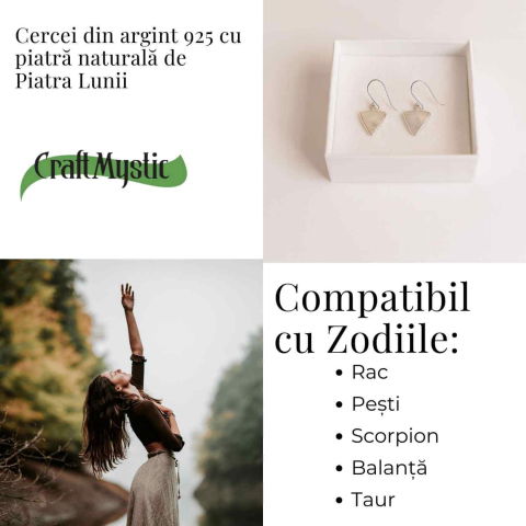 Cercei Argint 925 cu Piatra Lunii Triunghi – Protectie si Ascensiune [4]