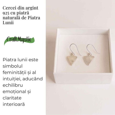 Cercei Argint 925 cu Piatra Lunii Triunghi – Protectie si Ascensiune [2]