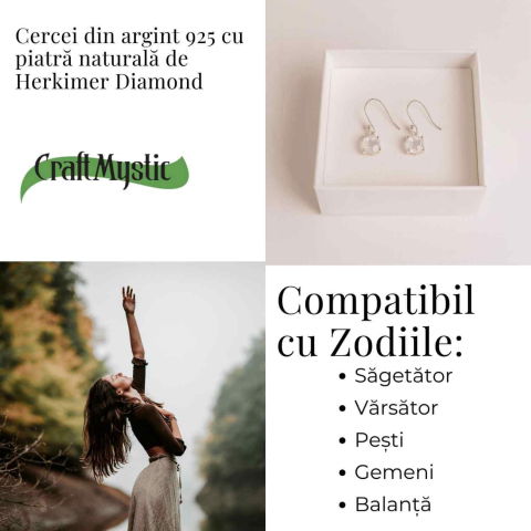 Cercei Argint 925 cu Herkimer Diamond Brut – Claritate si Protectie [4]