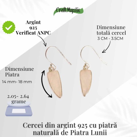 Cercei Argint 925 cu Piatra Lunii Lama – Curaj si Protectie [3]