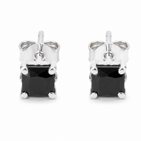 Safir Negru - Cercei Argint 925 cu Safir Negru Patrat – Protectie si Claritate Interioara