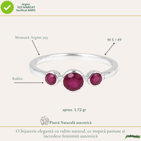 Inel Argint 925 cu Rubin Fatetat  – Pasiune si Energie Feminina [3]