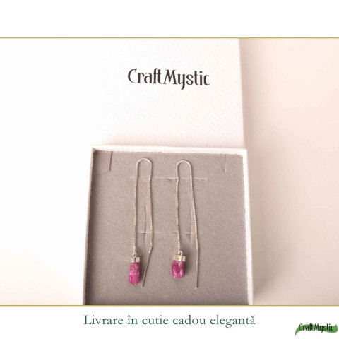 Cercei Lungi Argint 925 cu Rubin Brut Natural – Pasiune si Feminitate Autentica [5]
